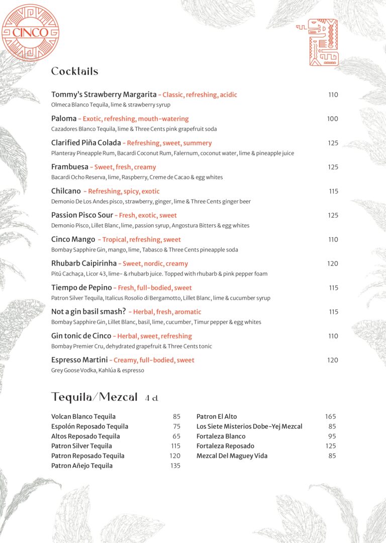 Cinco Menu | Social Dining menuer | 10 eller 13 serveringer
